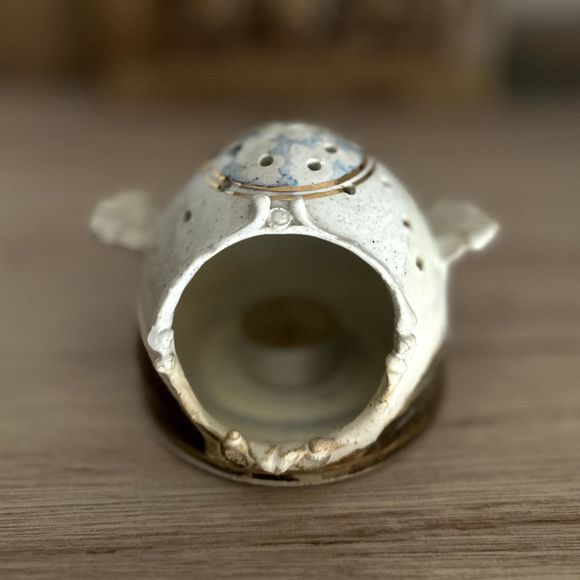 Unique Ceramic White Clay Tea-light Candle Holder Artisan Pottery Signed 4" H - Picture 14 of 15